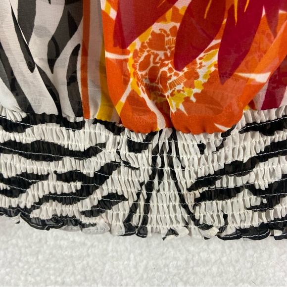 Alfani animal print tropical hibiscus flower bubble hem sheer top. Size 24W - Picture 8 of 8
